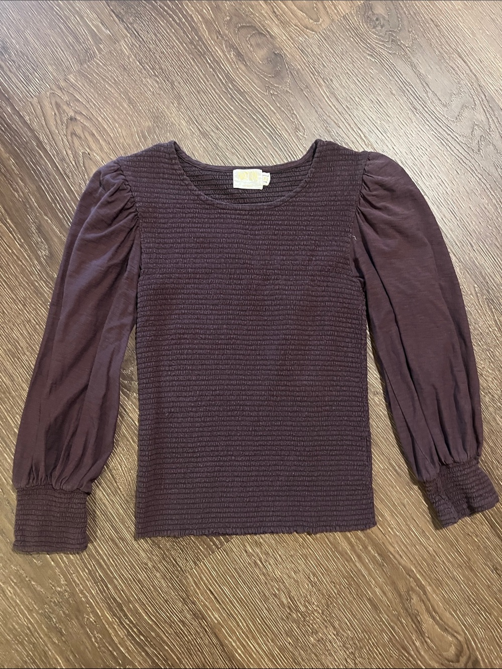 Nation LTD Ribbed Puff-Sleeve Top in Plum